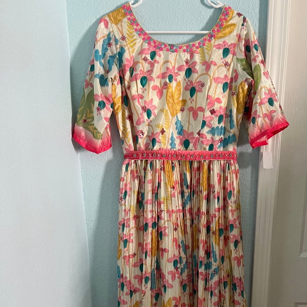 Indian Ethnic wear Anarkali dress. size - L, color - white, pink, blue